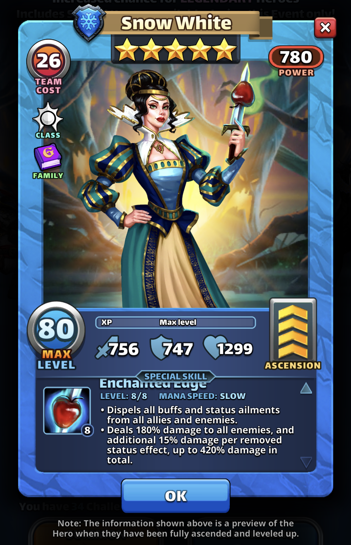 Empires and Puzzles Snow White - Snow White Hero review and grading